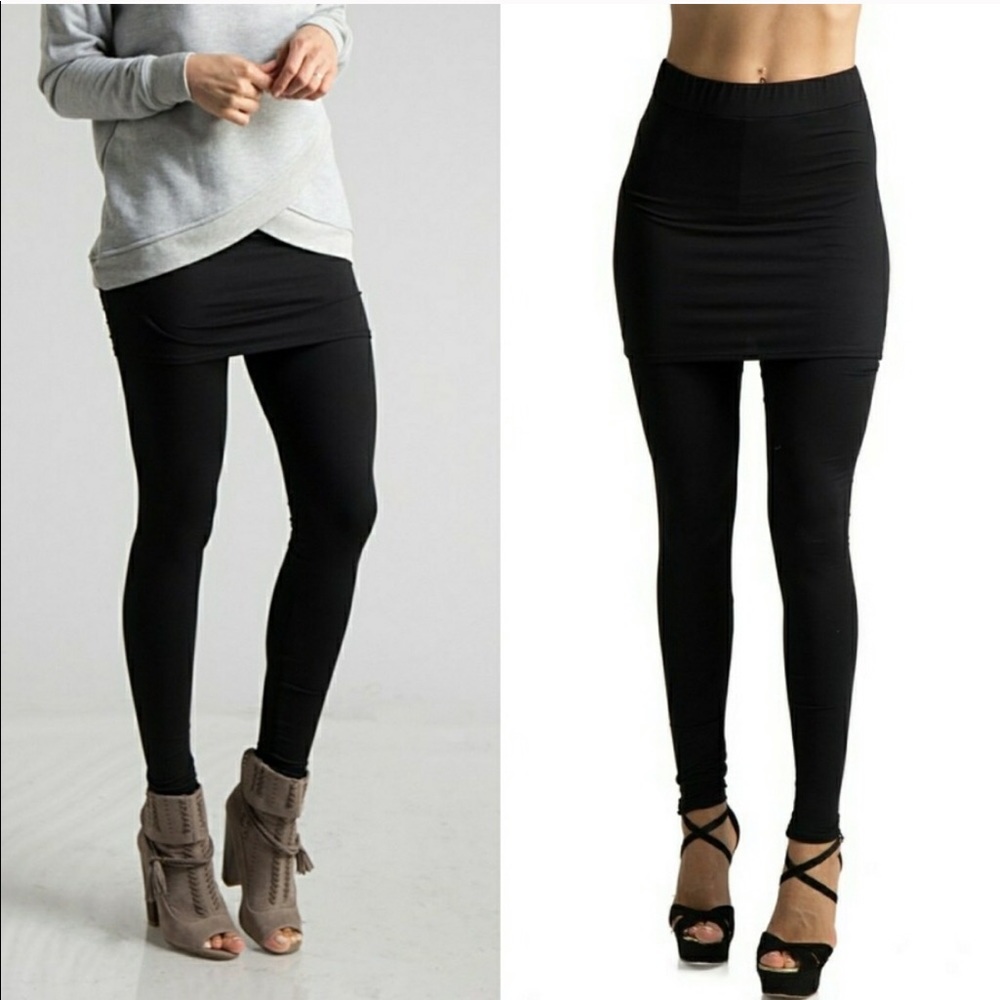 NWT Black soft brushed knit skirt leggings